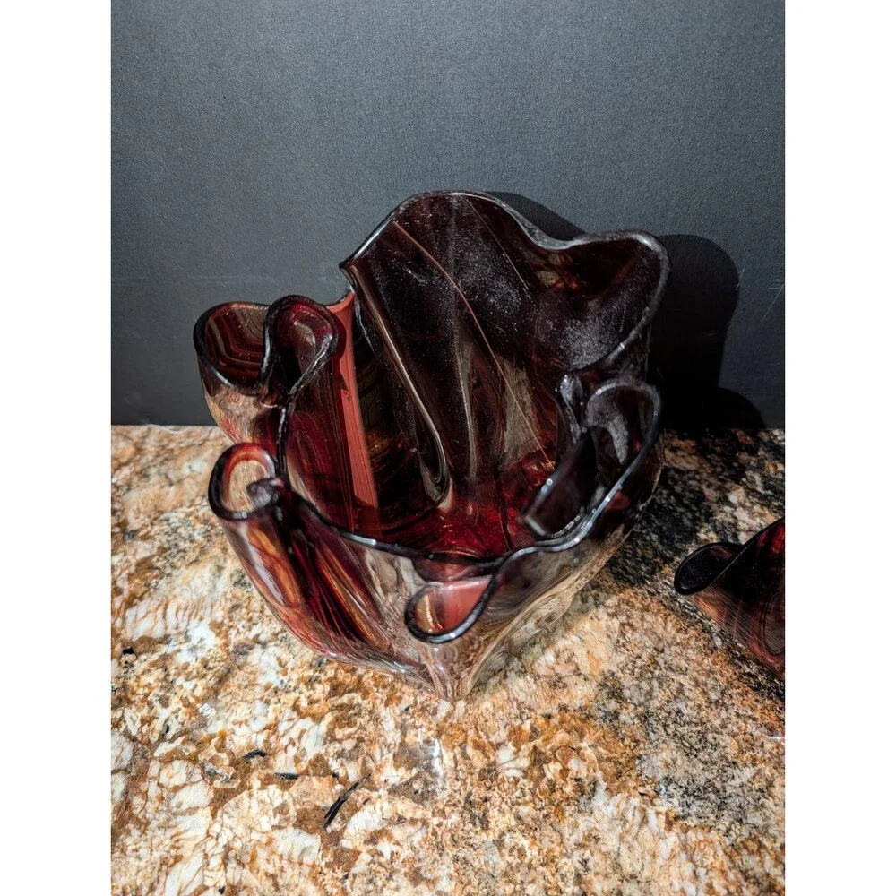 Handkerchief Vase Handblown Chocolate Swirl